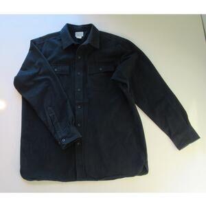 LL BEAN Men's Traditional Fit Navy Chamois Flannel Long Sleeve Shirt Large